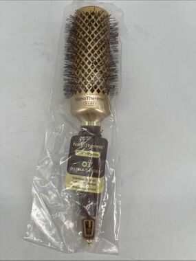 Olivia Garden NanoThermic 1 3/4-43mm Gold and Brown Round Thermal Brush NWT